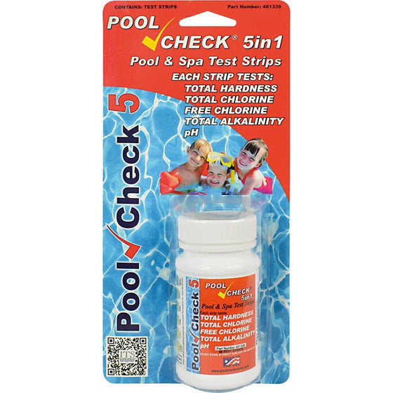 POOL PRO POOL CHECK 5 IN 1 TEST STRIPS PACK OF 50