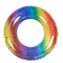  AIRTIME SWIM RING 78CM TRANSPARENT RAINBOW DESIGN WITH GLITTER