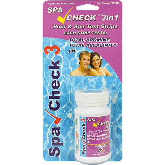 POOL PRO SPA CHECK BROMINE 3 IN 1 TEST STRIPS PACK OF 50